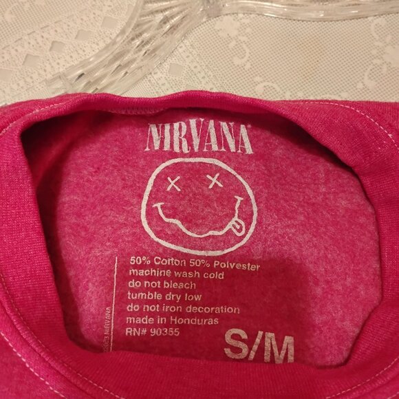 🆕 Urban Outfitters Nirvana Smile Overdyed Crewneck Sweashirt, S/M - Picture 7 of 16